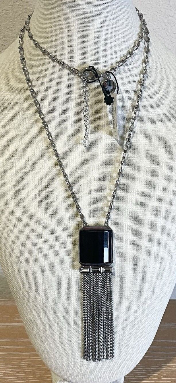 Elegant White House Black Market Long Silver Tone Necklace New With Tags